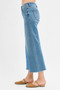 RISEN Tummy Control Mid Rise Crop Wide Front Slit Jeans