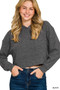 Zenana Drop Shoulder Ribbed Crop Hoodie
