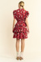 Davi & Dani Ruffle Flutter Sleeve Tie Belt Tiered Mini Dress