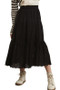 ADORA Elastic Waistband Tiered Midi Skirt