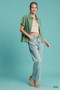 Umgee Patch Lace Short Sleeve Button Down Shirt