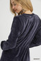 Umgee Velour Drawstring Mini Dress with Long Sleeves