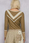POL Ribbed Half Button Lace Detail Knit Top