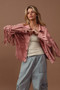 BiBi Suede Fringe Long Sleeve Jacket