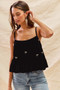 SO ME Holiday Velvet Ribbon Rhinestone Christmas Top