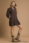 Umgee French Terry Ruffle Hem Dress with Plaid Trim