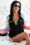 BiBi French Terry Lace Up Hoodie With Tie Dye Sleeves