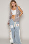 POL Ruffled Open Front Sleeveless Cardigan