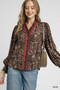 Umgee Ruffle Trim Leopard Print Shirt
