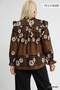 Umgee Full Size Mix Floral Smocked Ruffle Blouse Plus Size