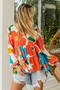 BiBi Floral Woven Tiered V Neck Top