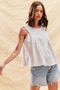 SO ME Game Day Color Denim Ruched Sleeveless Top