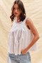 SO ME Game Day Color Denim Ruched Sleeveless Top