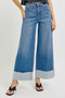 RISEN Full Size Tummy Control High Rise Crop Wide Cuffed Jeans Plus Size