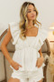 BiBi Crinkle Bubble Textured Ruffled Top