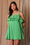 Davi & Dani Textured Jacquard Checker Fabric Ruffled Dress