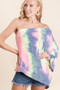 BiBi Tie Dye French Terry One Shoulder Top with Dolman
