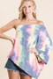 BiBi Tie Dye French Terry One Shoulder Top with Dolman