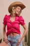 BiBi Ruffled Square Neck With Front Ruched Puff Sleeve