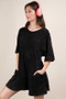 VERY J Mineral Washed Oversized Knit Comfy Romper
