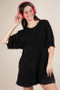 VERY J Mineral Washed Oversized Knit Comfy Romper