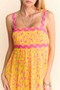 Davi & Dani Geo 2 Tone Printed Wavi Trim Tiered Maxi Dress