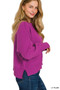 Zenana Wide Neck Band Drop Shoulder Sweater