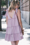 And The Why Polka Dot Textured Layered Flounce Ruffle Dress