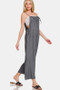 Zenana Washed Adjustable Strap Wide Leg Denim Overalls