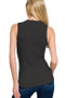 Zenana Ribbed Sleeveless Mock Neck Top