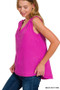 Zenana Double Gauze Raw Edge V-Neck Tank