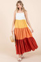 Mittoshop Color Block Tiered Pull-On Maxi Dress