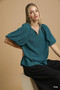 Umgee Textured Flutter Sleeve Notch Neck Top