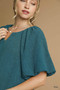 Umgee Textured Flutter Sleeve Notch Neck Top