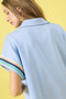 Umgee Contrast Trim Half Zip Collared Blouse