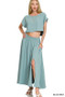 Zenana Heavy Woven Span Crop Tee & Skirt Set