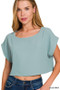 Zenana Heavy Woven Span Crop Tee & Skirt Set