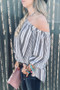 And The Why Stripe Printed Cold Shoulder Halter Neck Top