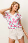 BiBi Rose Printed Poly Span with Crochet Lace Top