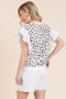 Lime 'N' Chili Ribbed Leopard Print Ruffle Detail Sleeveless Top