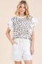 Lime 'N' Chili Ribbed Leopard Print Ruffle Detail Sleeveless Top