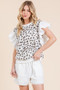 Lime 'N' Chili Ribbed Leopard Print Ruffle Detail Sleeveless Top