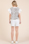 Lime 'N' Chili Ribbed Leopard Print Ruffle Detail Sleeveless Top