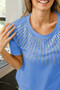 BiBi Rhinestone Beaded Short Sleeve Top