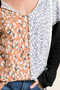 BiBi Popcorn Waffle Knit Hoodie with Print Block Front