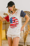 BiBi Fourth Of July Top With Laser Cut And Smile Face