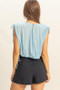 HYFVE Bubble Hem Side Tie Detail Round Neck Sleeveless Blouse
