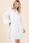 Mittoshop Tiered Notched Flare Sleeve Dress