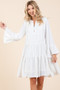 Mittoshop Tiered Notched Flare Sleeve Dress