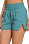 Zenana Windbreaker Smocked Waistband Running Shorts